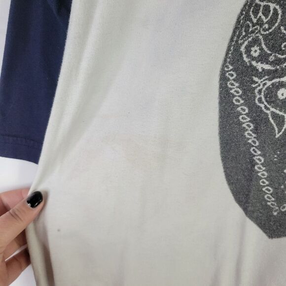 Bandana Cat Graphic Raglan T-Shirt - Navy and White - Picture 2 of 7